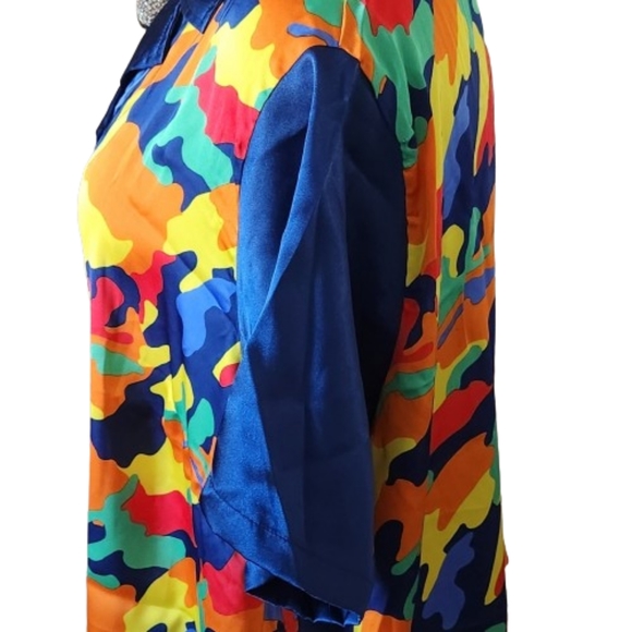 COLORFUL ☆ CAMO PRINT ☆ BOXY STYLE ☆ SATIN TOP ☆ NWT - Picture 6 of 10
